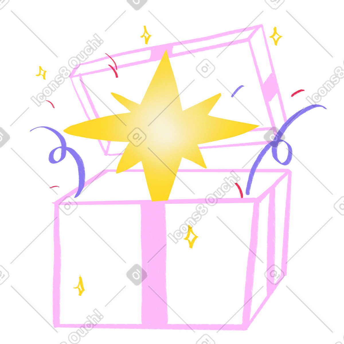 下载 Bonny 风格的 Open box with a star in it 插画，支持 PNG、SVG 格式