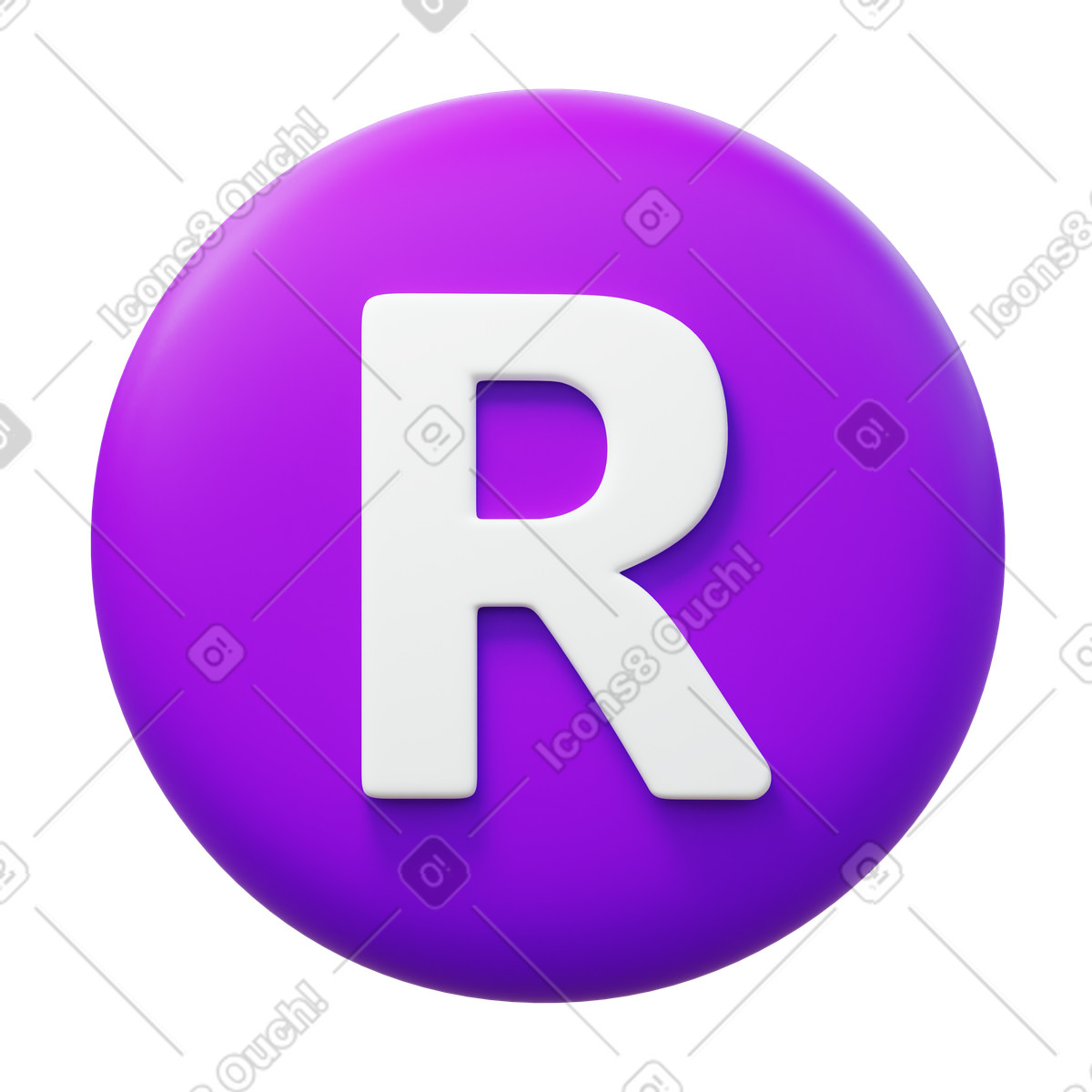 3D Fluency スタイルの Registered trademark のイラストをPNG、SVG形式でダウンロード