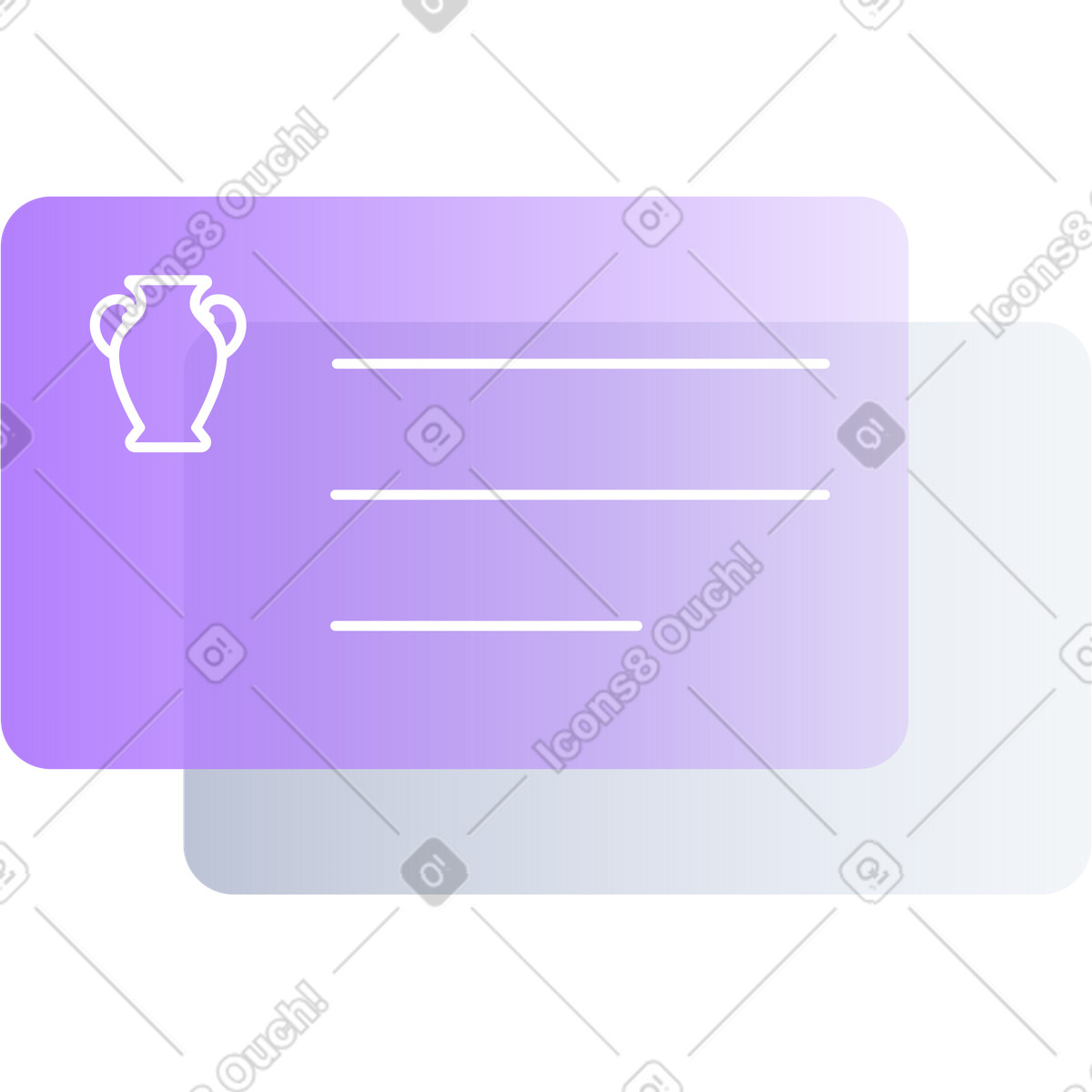 Simple exhibit info card with vase graphic illustration in Lucent style download in PNG, SVG