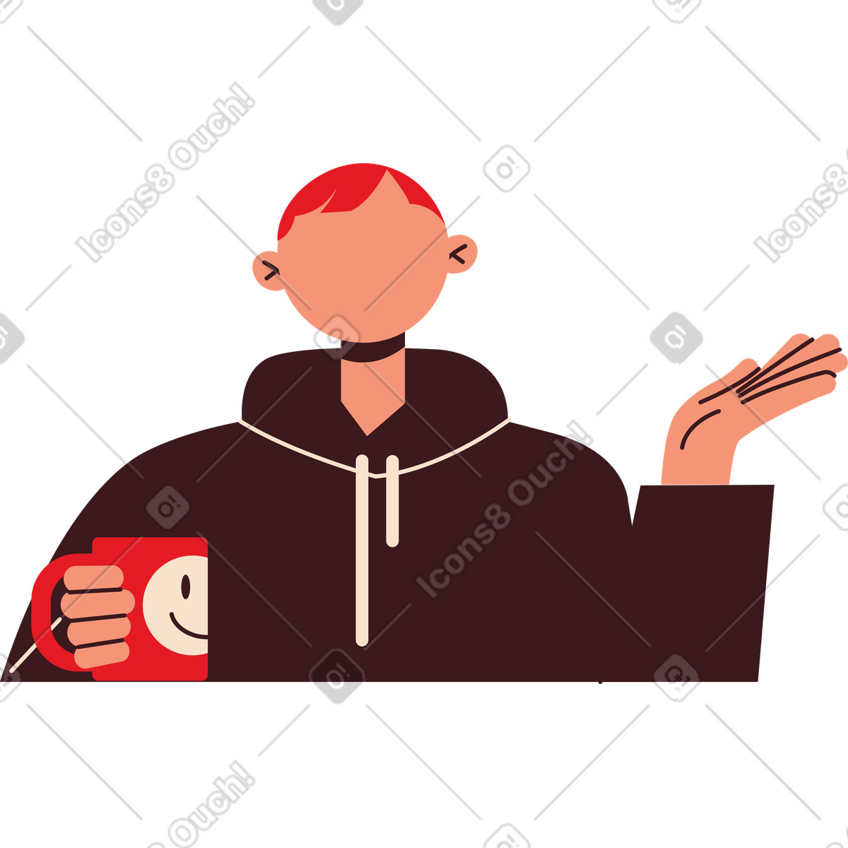 Man with cup talking illustration in Folks style download in PNG, SVG