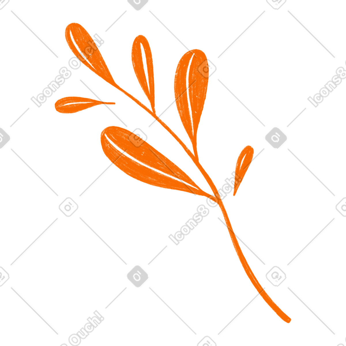 Ilustración Orange sprig with leaves en estilo Biro a descargar en PNG y SVG