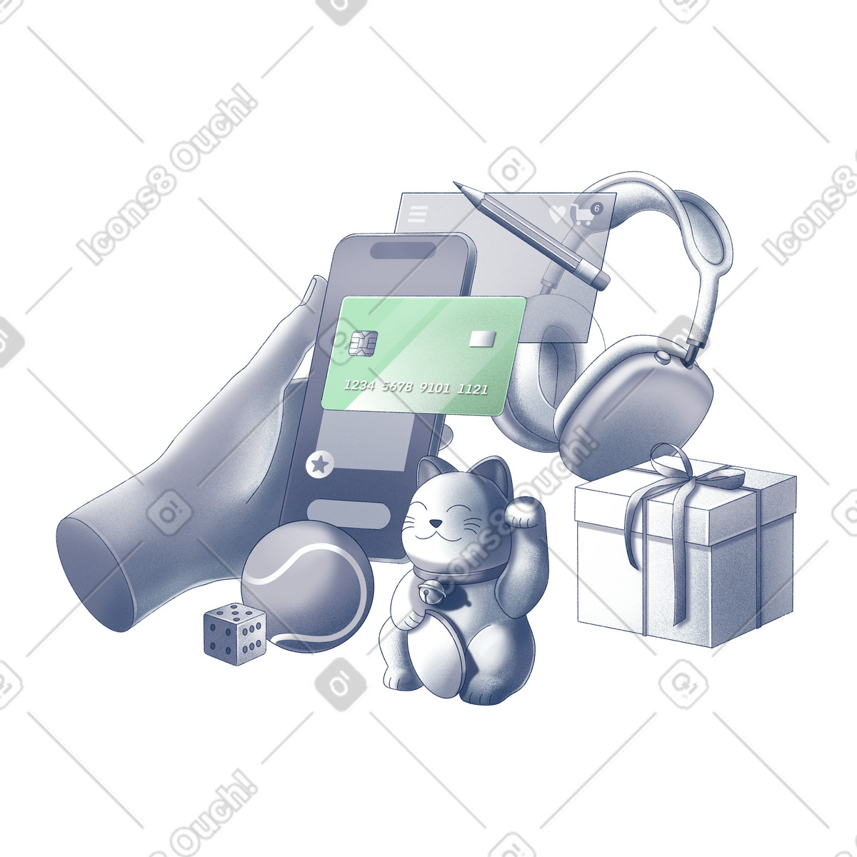 Online-shopping und -zahlung-Illustration im Haze-Stil als Download in PNG, SVG