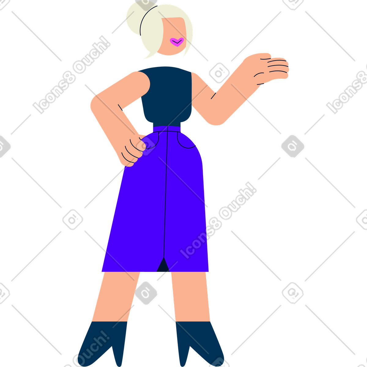 Woman in a maxi skirt illustration Cubes style download PNG, SVG