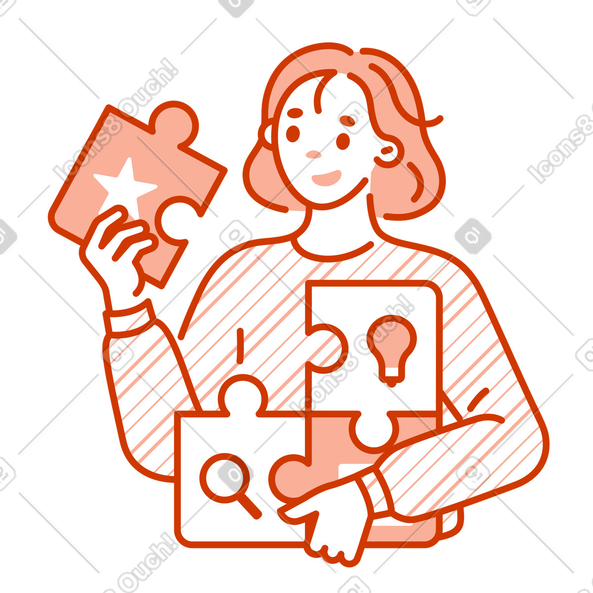 Exercising critical thinking and analytical skills with puzzle illustration in PNG, SVG