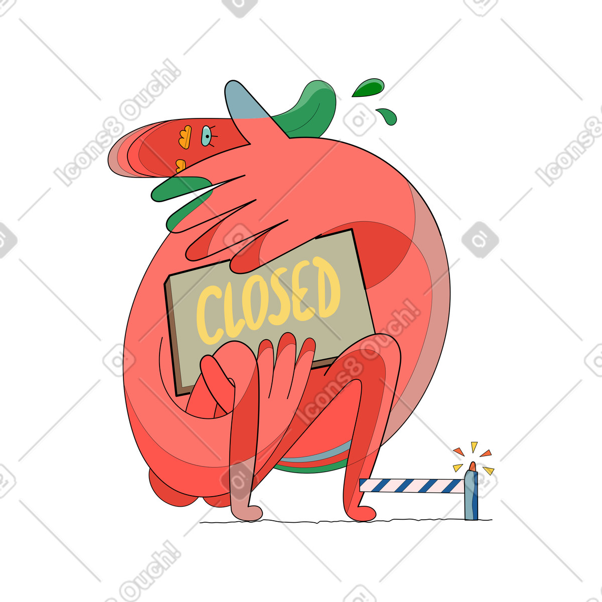 Ilustración Displaying closed message, Break time or come back later reminder en estilo Surr a descargar en PNG y SVG