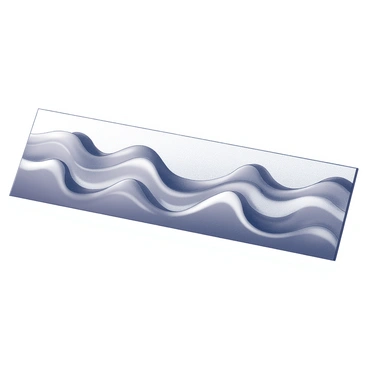 A long illustration board displays a continuous wave pattern. The waves are composed of alternating curves and troughs, creating a rhythmic motion across the surface. The design is intricate, with each wave flowing seamlessly into the next, capturing the essence of movement. The overall composition is balanced, with the waves evenly spaced throughout the length of the board. The contrast between the peaks and troughs adds depth to the visual, enhancing the sense of fluidity in the pattern.