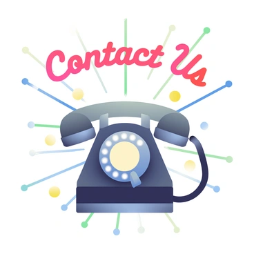 A vintage rotary telephone is placed in the center of the image. The telephone is black with an elegant design, featuring a shiny receiver and a circular dial. Above the telephone, the words "Contact Us" are displayed in bright neon colors, glowing against a soft background. Surrounding the telephone are several connecting lines that radiate outward, creating a network effect. The lines are in different colors, intertwining and leading to various points around the telephone, enhancing the theme of connectivity. The overall composition is balanced, emphasizing the vintage telephone as the focal point.