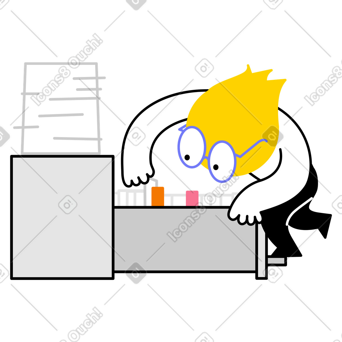 Character organizing documents for safekeeping illustration in Giggle style download in PNG, SVG