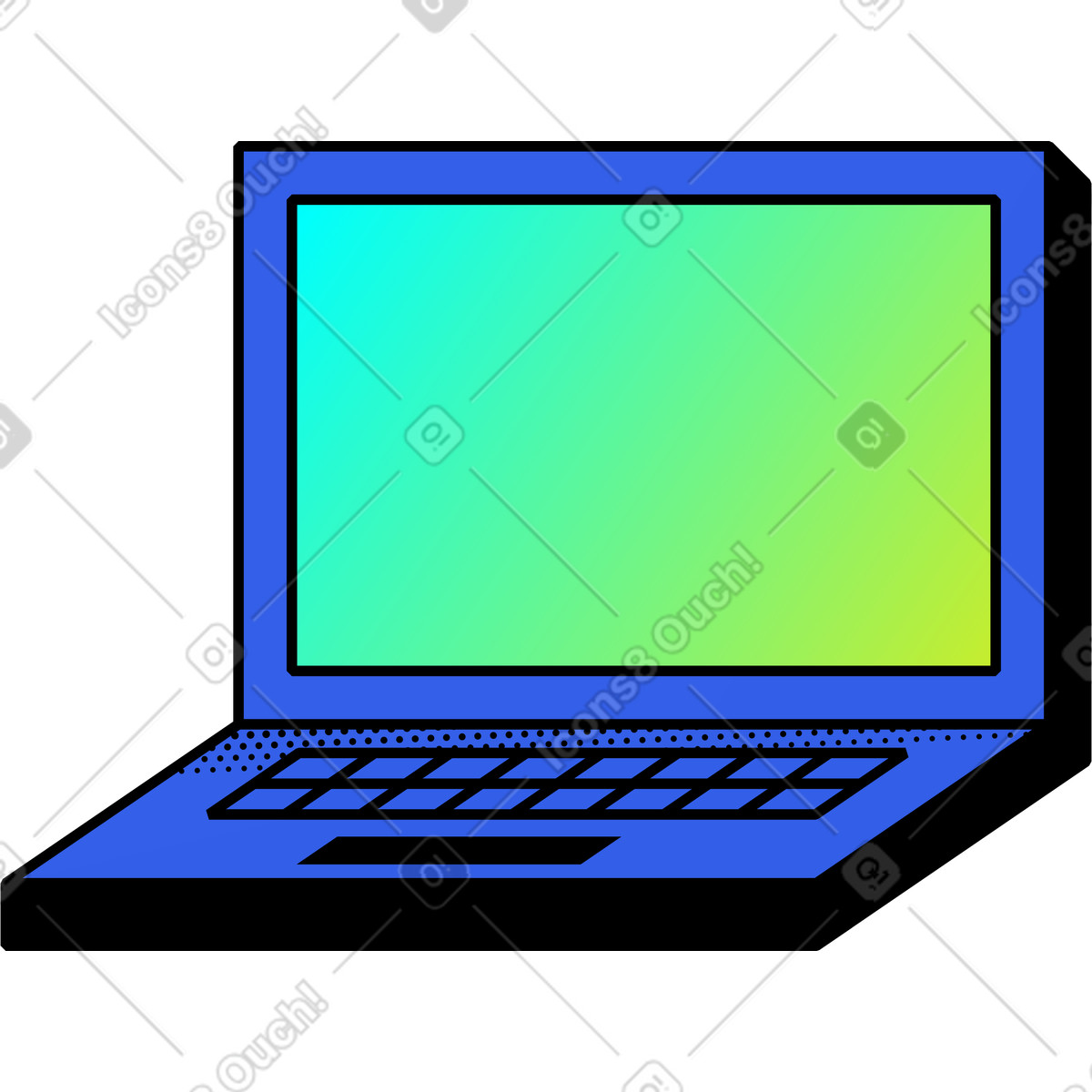 Ilustración Ordenador portátil en estilo Memphis a descargar en PNG y SVG