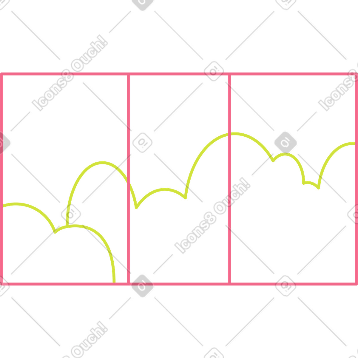 Juicy スタイルの 風景のある窓 のアニメーションイラストをGIF、Lottie (JSON)、AEでダウンロード