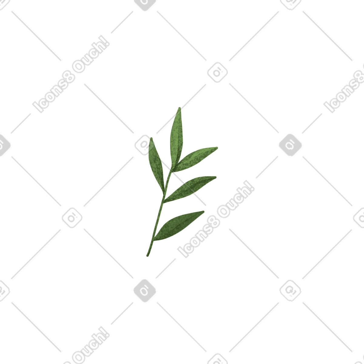 Green twig illustrazione in stile Floral scarica in PNG, SVG
