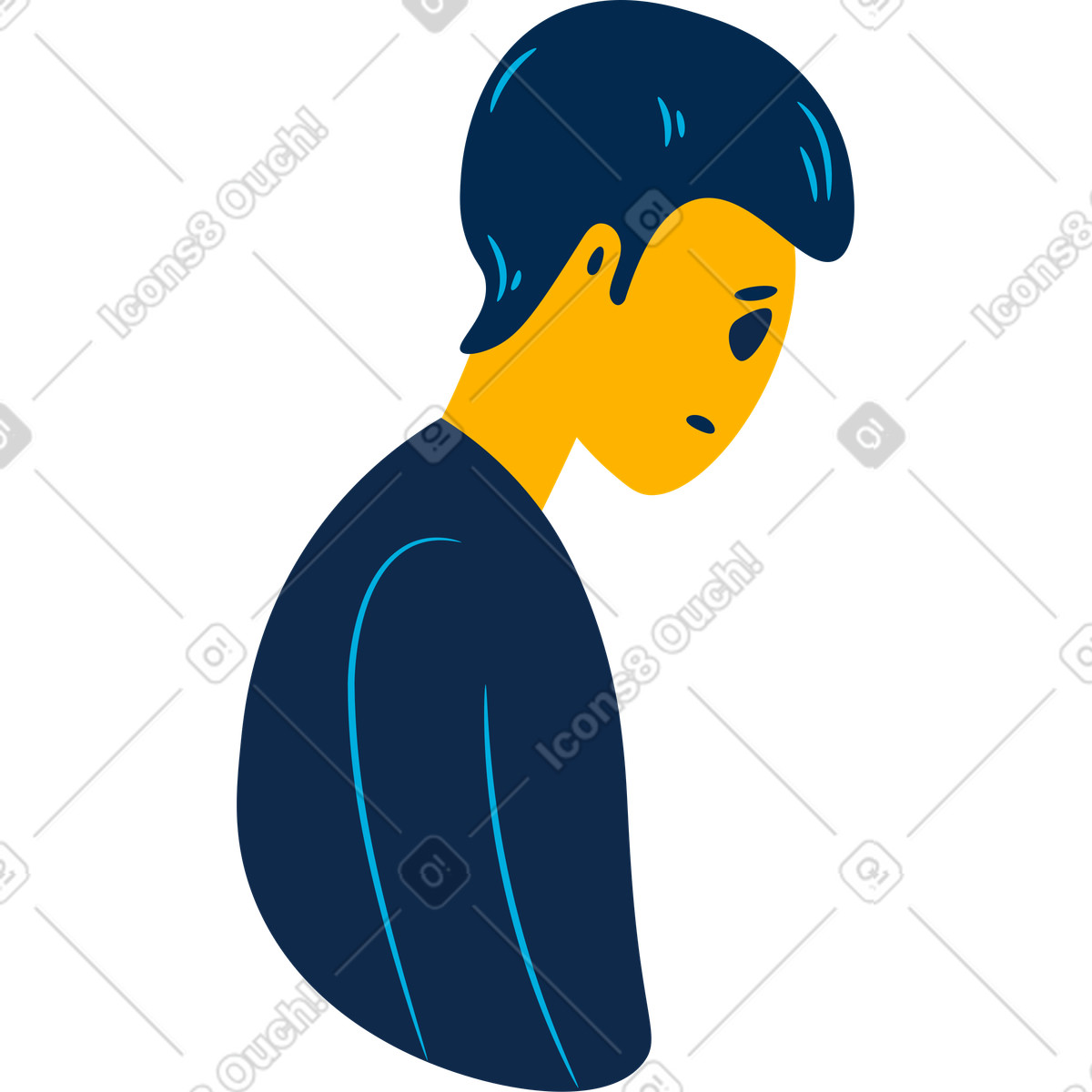 Illustration Sad man dans le style Flame à télécharger aux formats PNG, SVG