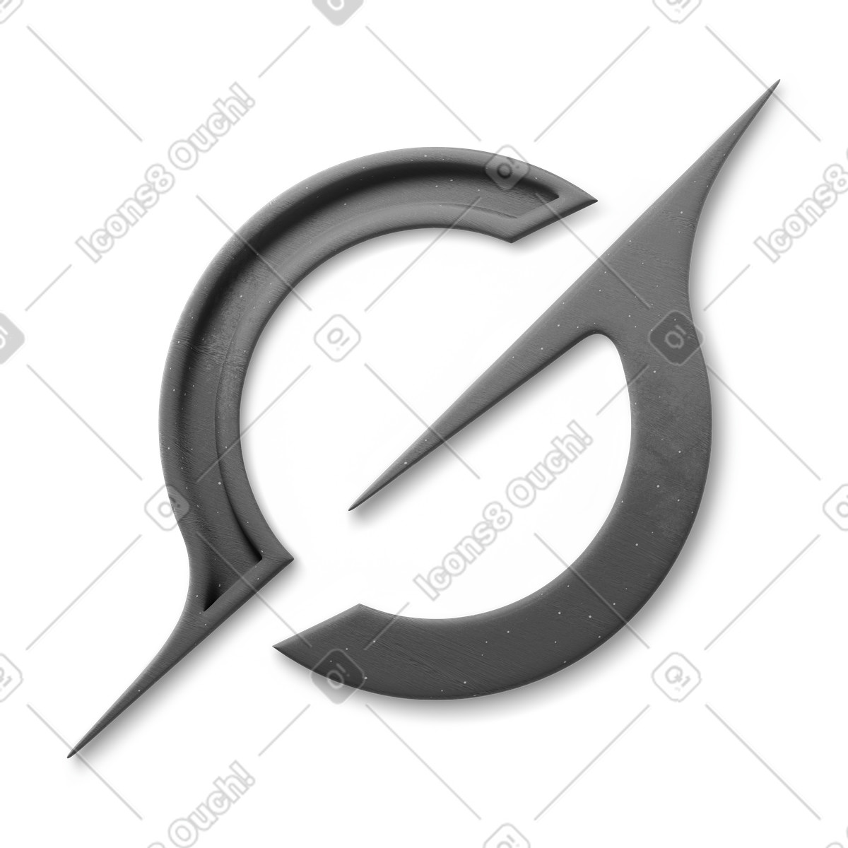下载 3D Microsoft Fluent illustration 风格的 Circular grey Grok logo with spear shaped diagonal 插画，支持 PNG、SVG 格式
