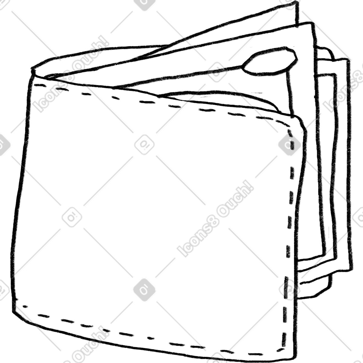 Minimal black line wallet illustration featuring cash clipart for diverse projects