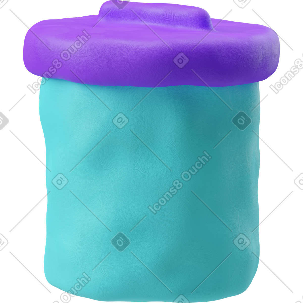 Illustration Vue de trois quarts d'un bac bleu dans le style 3D Plastilina à télécharger aux formats PNG, SVG
