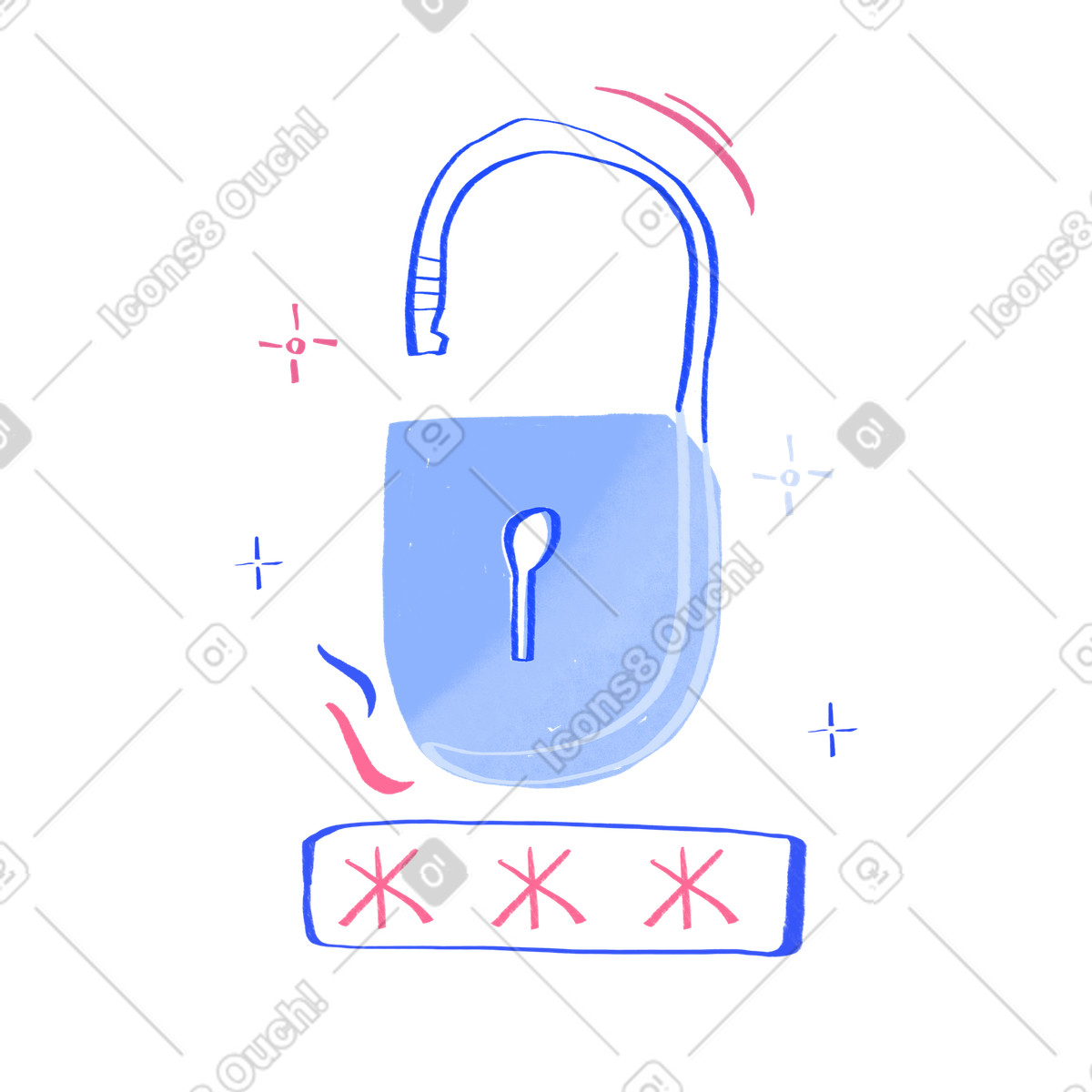 Иллюстрация Lock with password в стиле Quirky — скачать в форматах PNG, SVG
