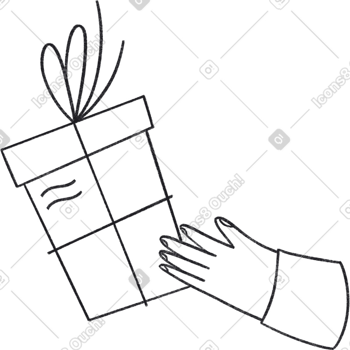 下载 Bonbon Line 风格的 Hand with a gift 插画，支持 PNG、SVG 格式