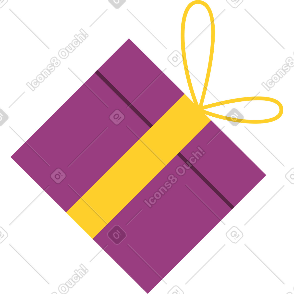 Regalo bordeaux con nastro e fiocco illustrazione in stile Sammy scarica in PNG, SVG