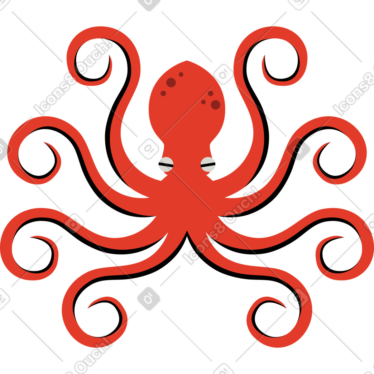 Polpo illustrazione in stile Burgundy scarica in PNG, SVG