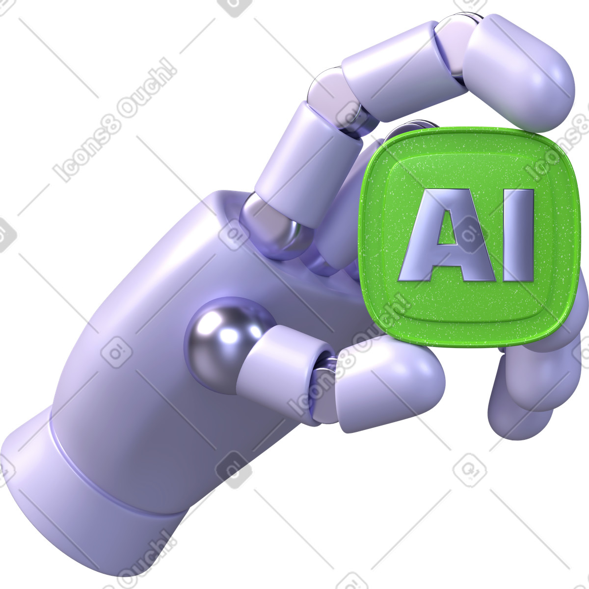 Ki-symbolhand, symbol für künstliche intelligenz, illustration digitaler innovation-Illustration im 3D Boost-Stil als Download in PNG, SVG