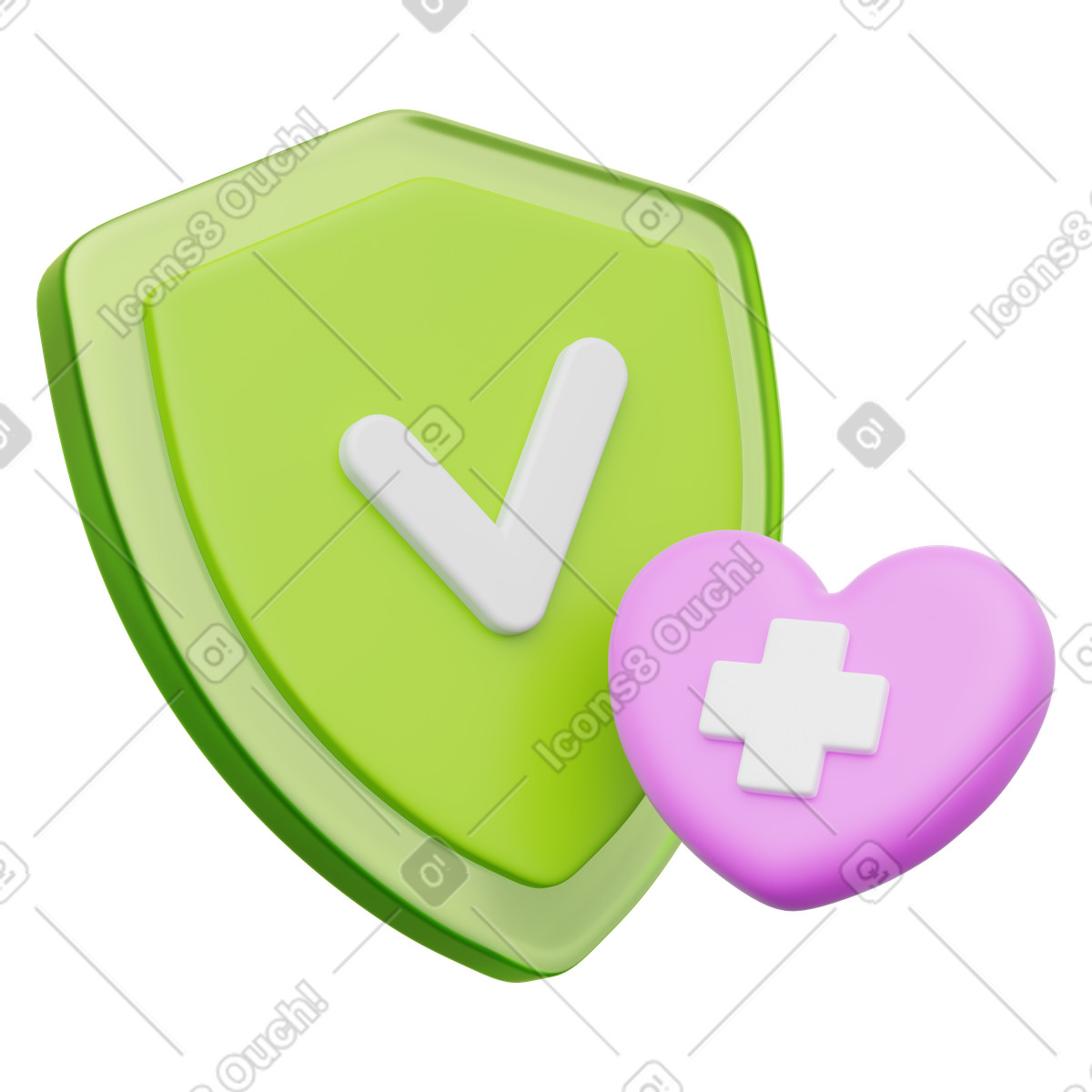 下载 3D Playful 风格的 Shield checkmark symbol for approved healthcare protection and safety 插画，支持 PNG、SVG 格式