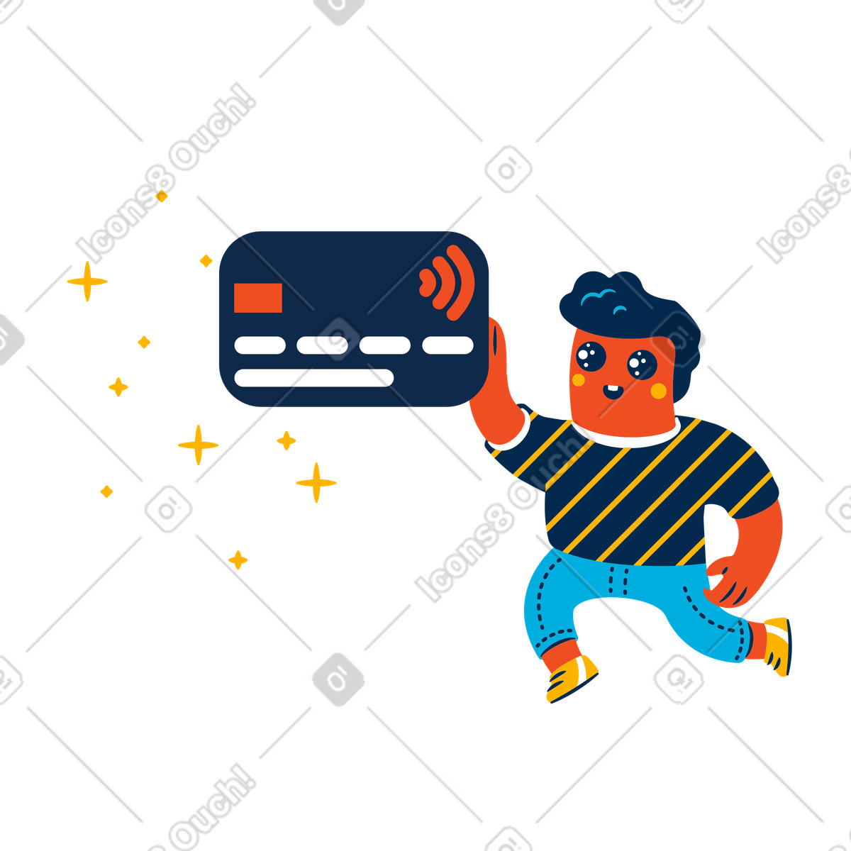 下载 Flame 风格的 一名男子用信用卡进行交易 插画，支持 PNG、SVG 格式