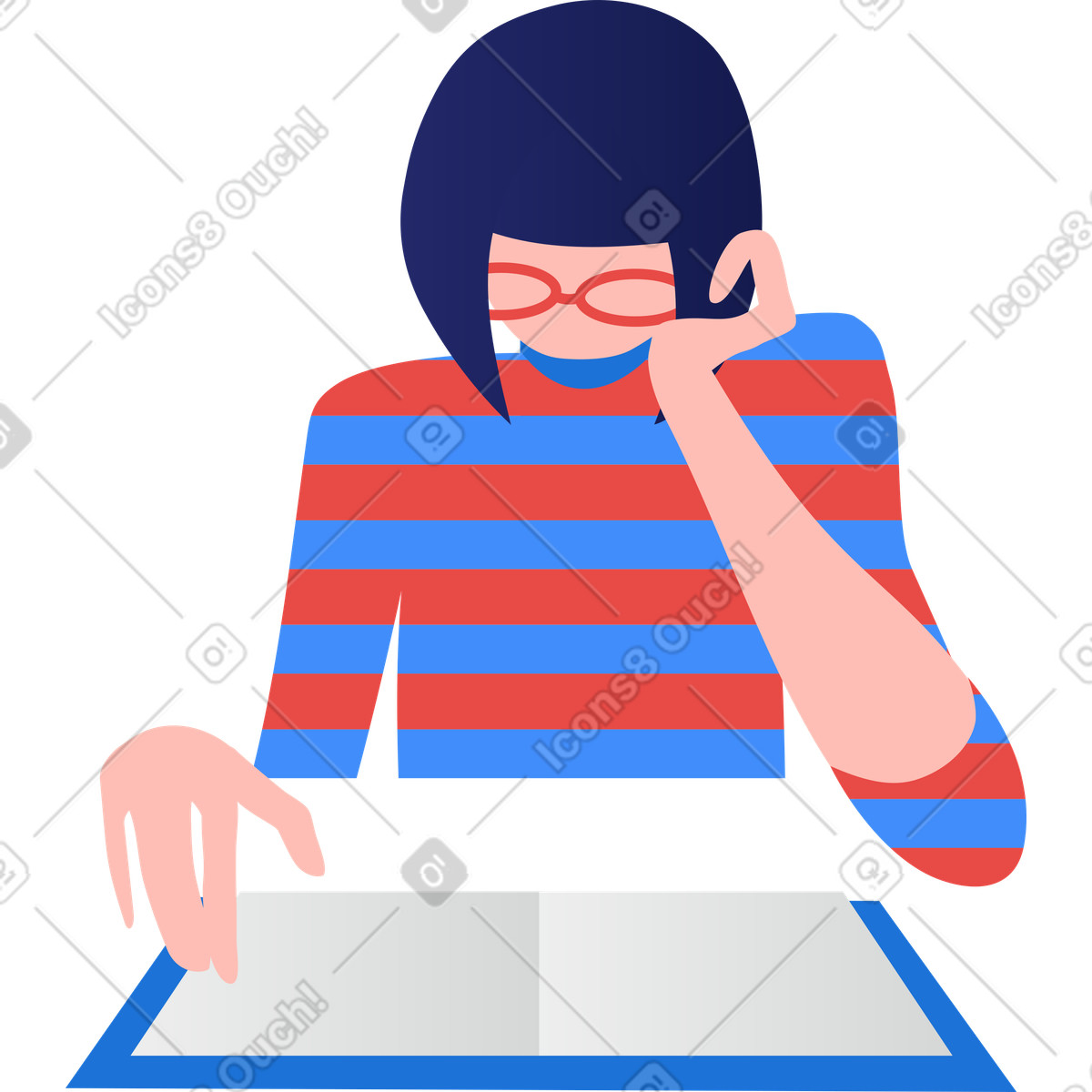 Lesen-Illustration im Clip-Stil als Download in PNG, SVG