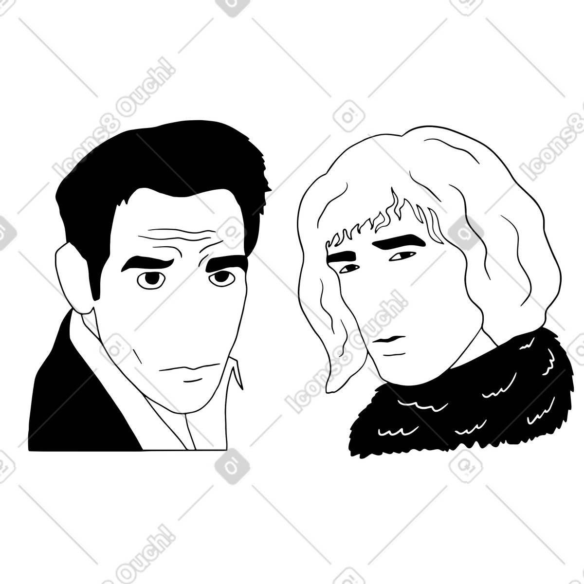 下载 Dudes 风格的 Zoolander 和 hansel 面对面 插画，支持 PNG、SVG 格式