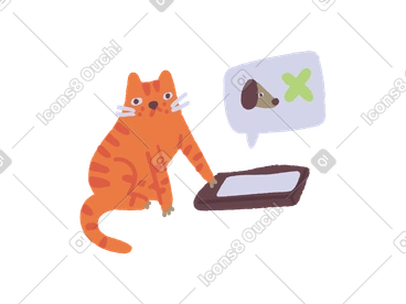 Cat deleting a dog friend PNG, SVG