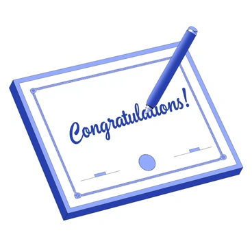 A stylus is poised above a digital diploma, creating an elegant script that reads "Congratulations!" The diploma has a border with intricate designs and features a prominent seal at the bottom. The screen displays a soft glow as the stylus glides smoothly, leaving a shiny trail of ink behind. The background is simple, highlighting the stylus and the diploma.