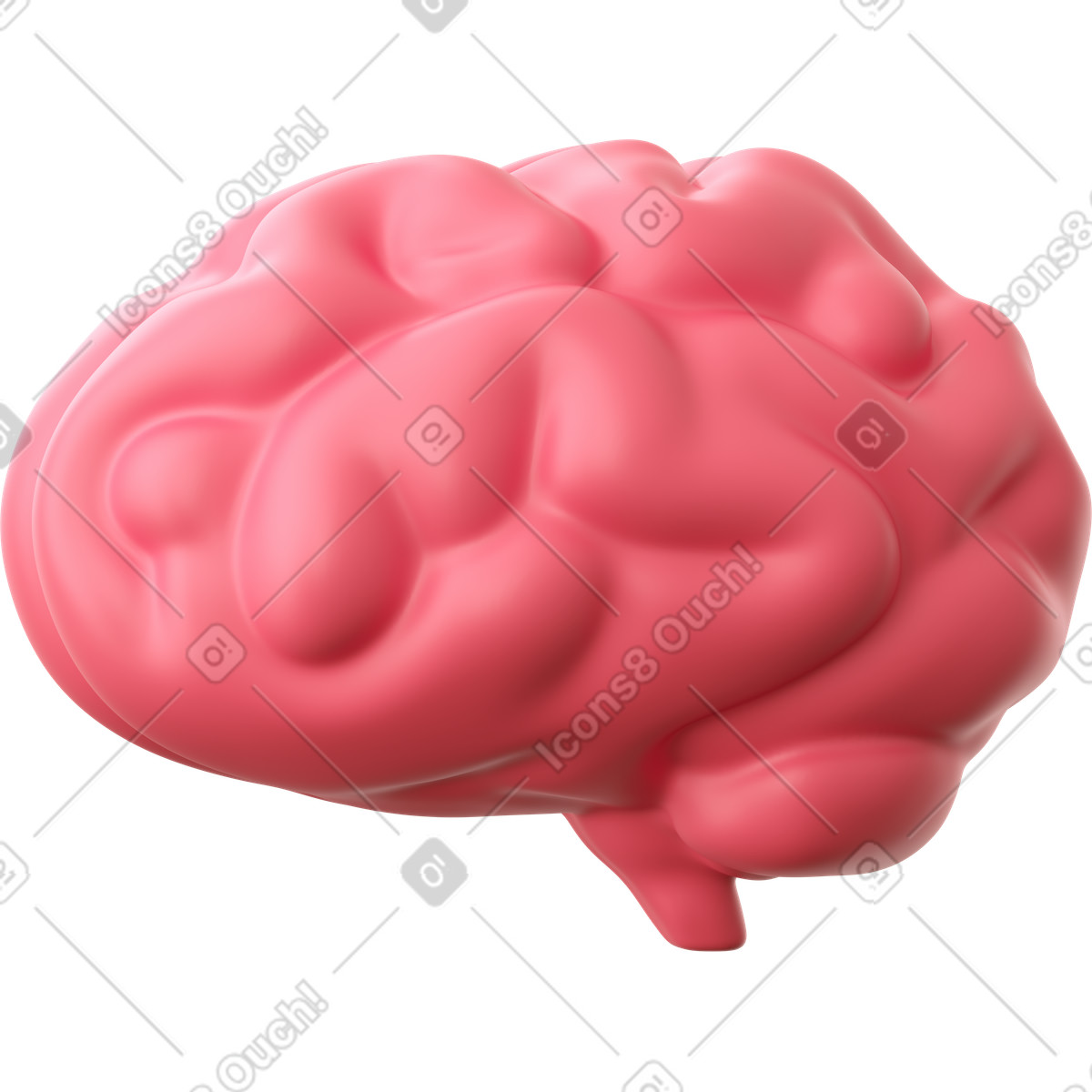 Pink brain illustration in 3D Business style download in PNG, SVG