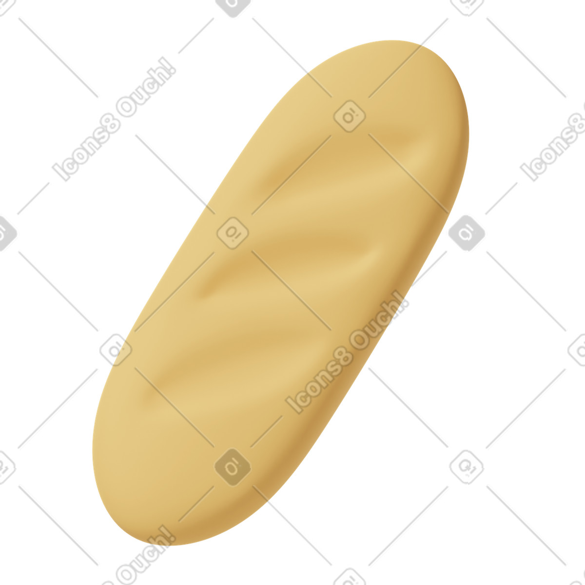 Yellow bread illustration in 3D Casual life style download in PNG, SVG