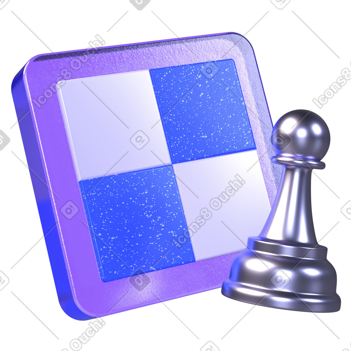 Chess board with pawn, game strategy, competitive tactics illustration in 3D Boost style download in PNG, SVG