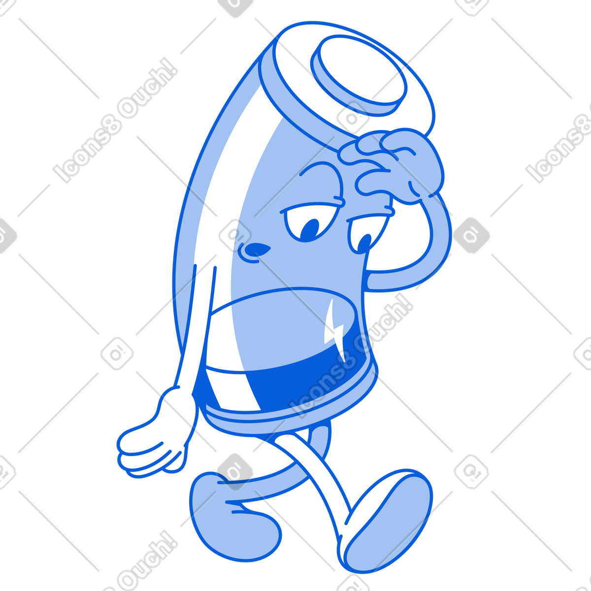 Batteria triste illustrazione in stile Handy Line scarica in PNG, SVG