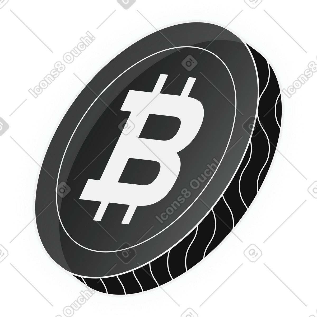 Ilustración Moneda bitcoin en estilo Inverse a descargar en PNG y SVG