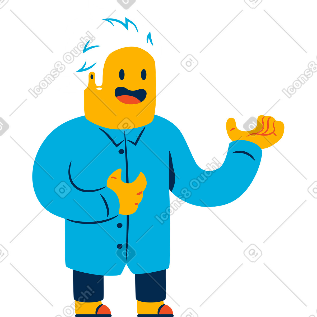 Scientist illustration in Flame style download in PNG, SVG