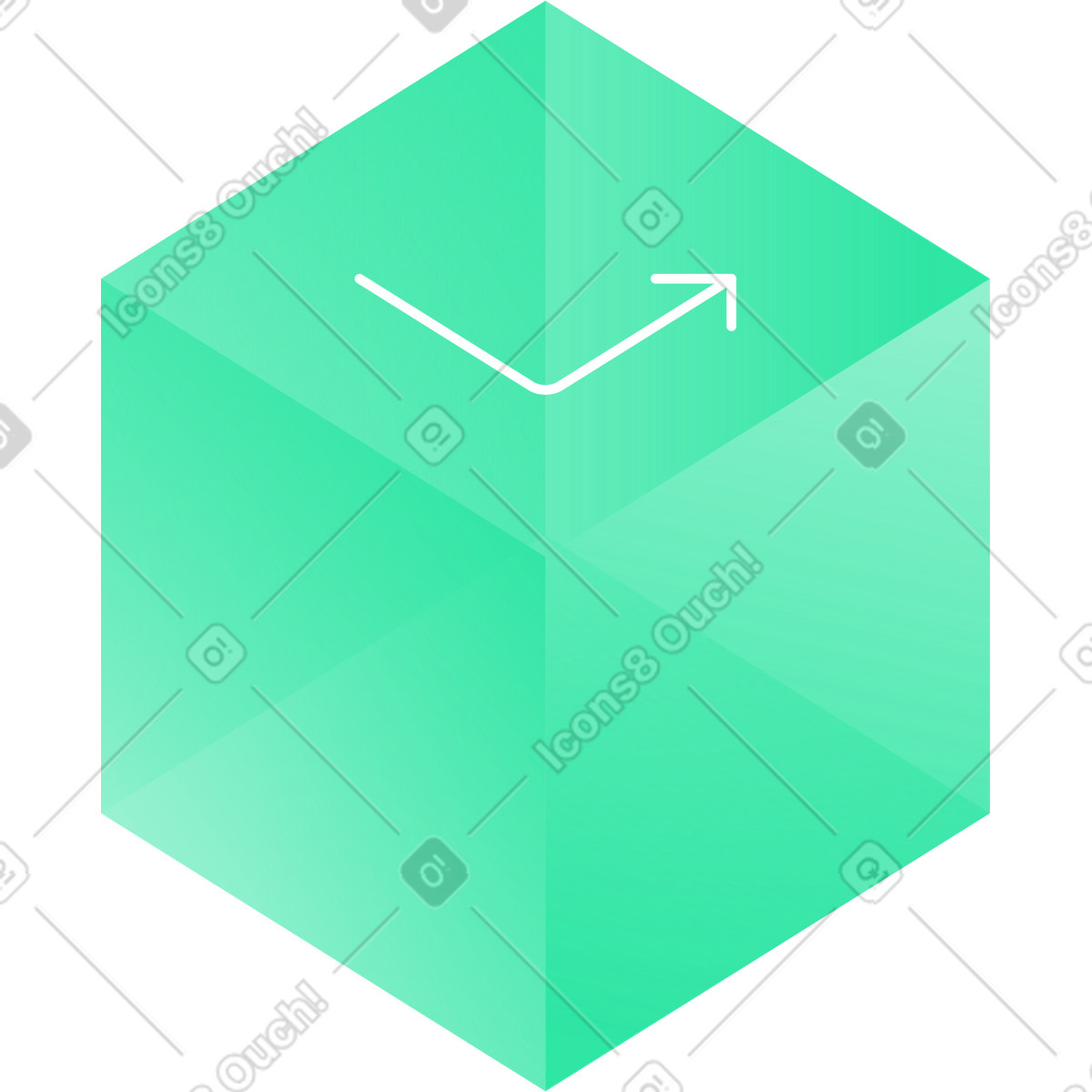 Cubo verde con flecha illustration in Lucent style download in PNG, SVG