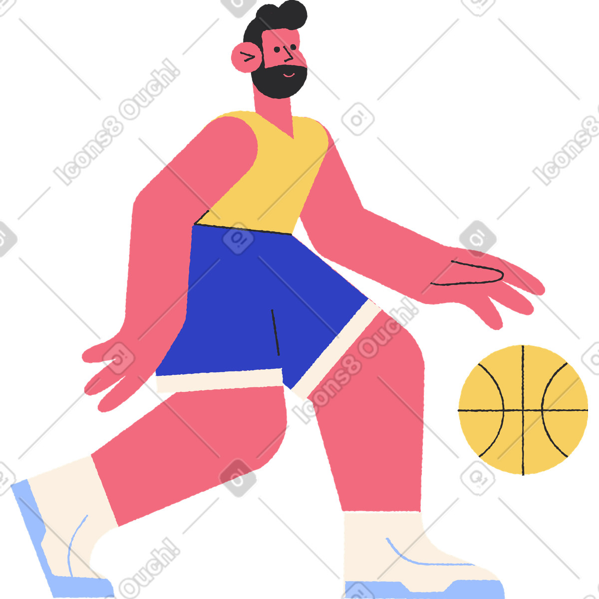 Basketballer-Illustration im Pablo-Stil als Download in PNG, SVG