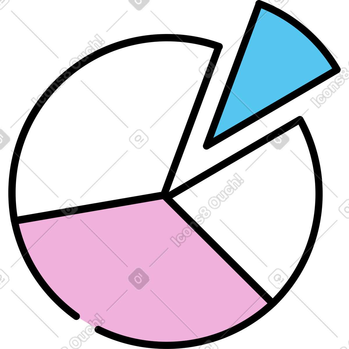 Pie chart illustration in Mochi style download in PNG, SVG