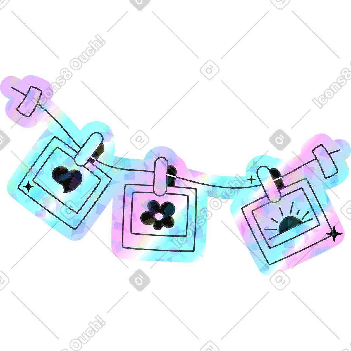 Holostickers スタイルの Photo garland のイラストをPNG、SVG形式でダウンロード