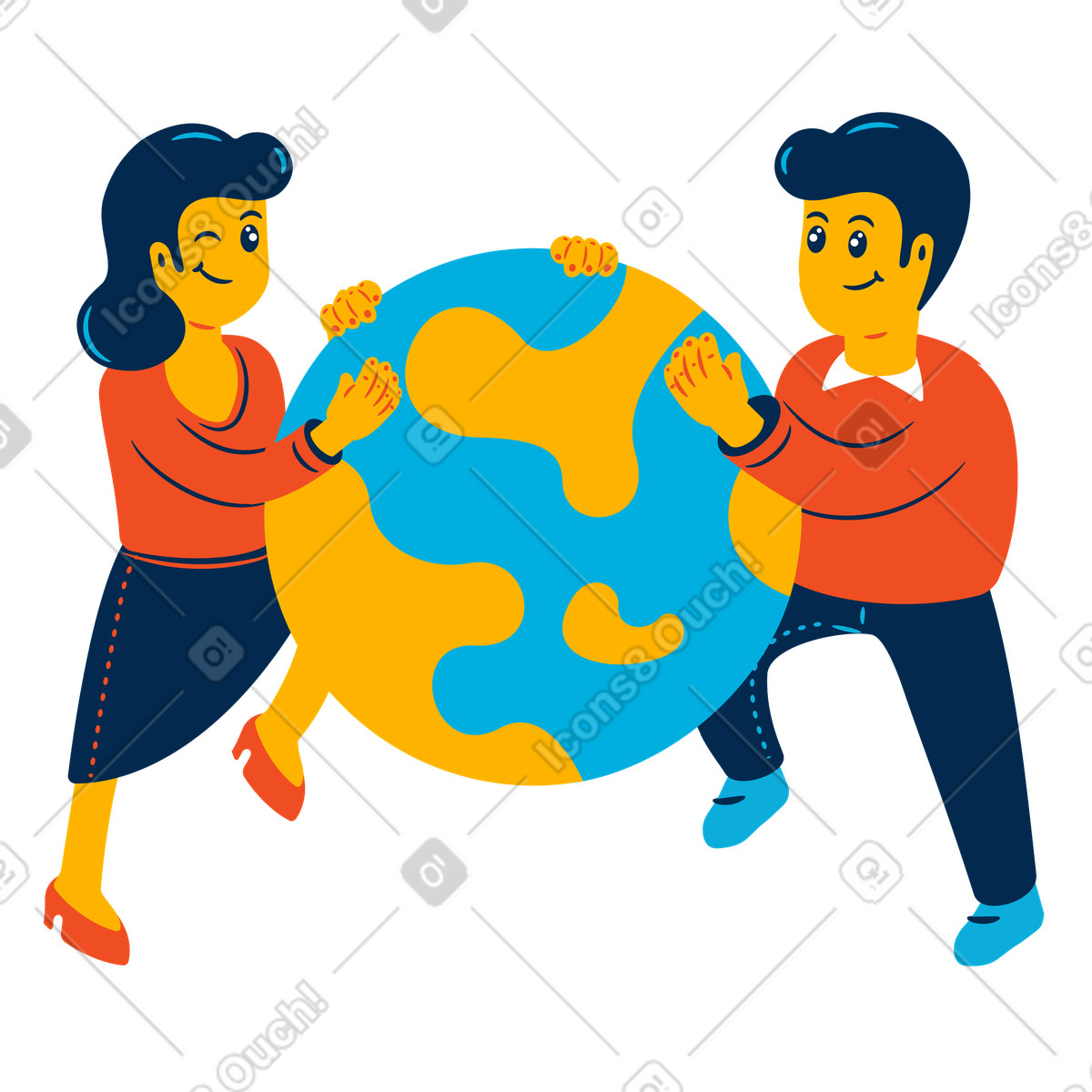 Ilustração de Pessoas que se preocupam com a terra em no estilo Flame para baixar em PNG, SVG