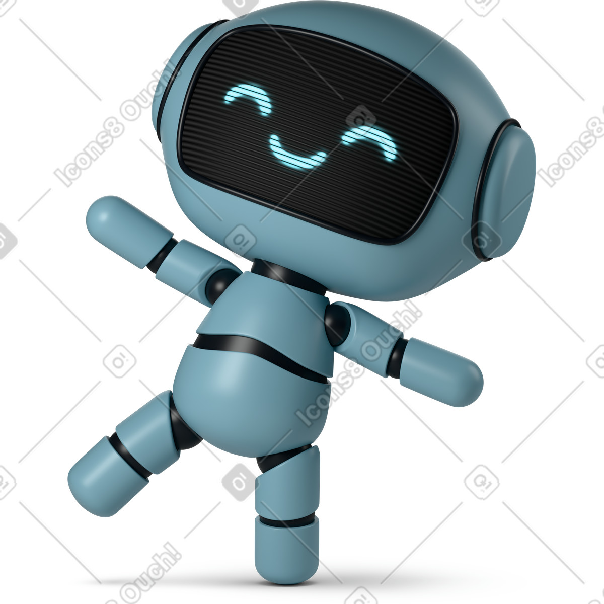 Ilustración Happy cute robot en estilo 3D Casual life a descargar en PNG y SVG