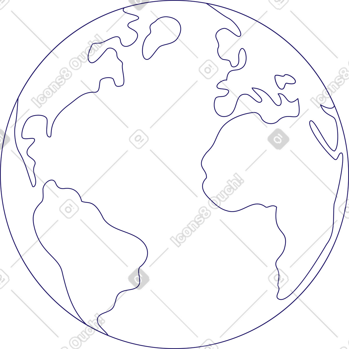 Earth outline illustration in Bendy style download in PNG, SVG