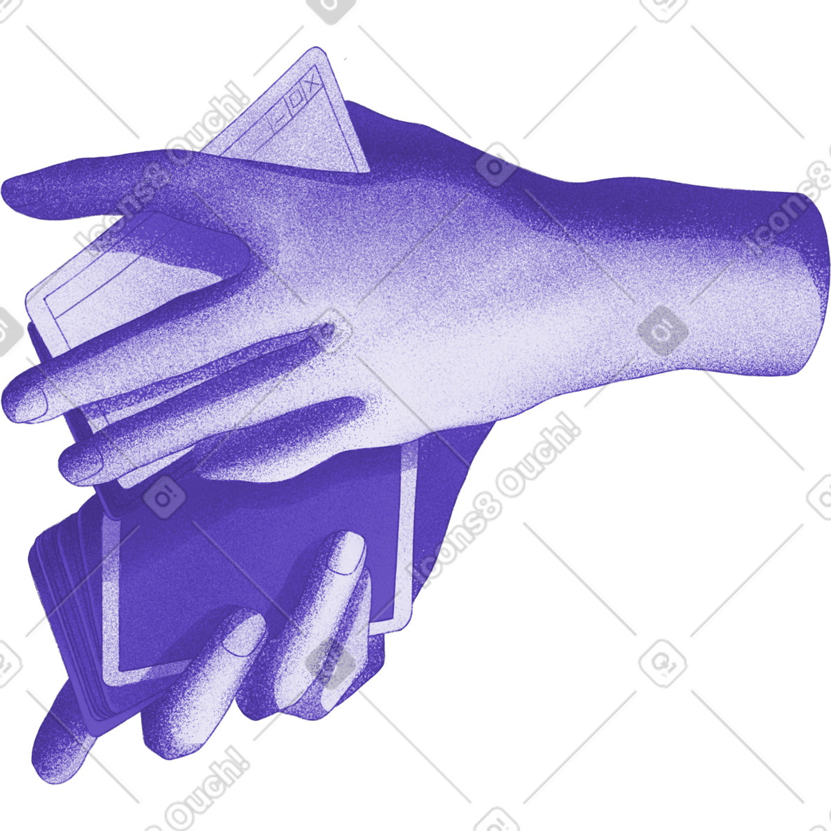 Hands shuffling playing cards illustration in Jumble style download in PNG, SVG
