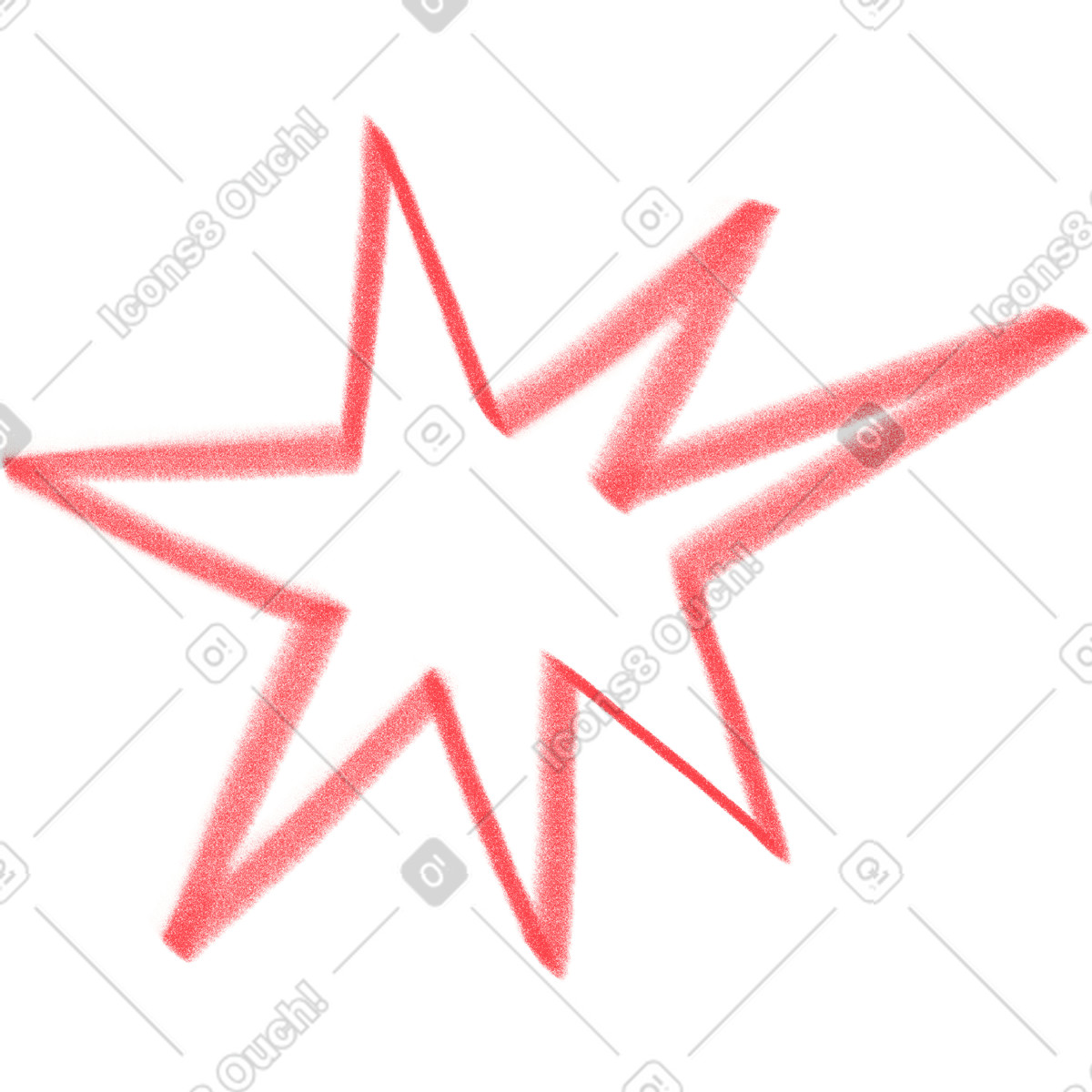 Doodle 스타일의 붉은 별 일러스트레이션 PNG, SVG 다운로드