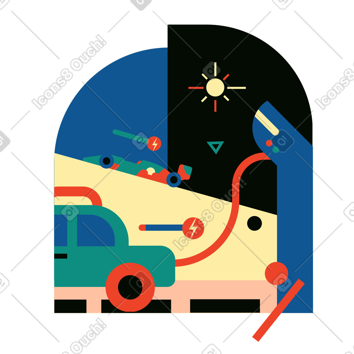 Ladestation für elektrofahrzeuge-Illustration im Polar-Stil als Download in PNG, SVG