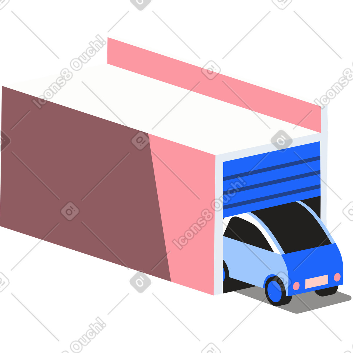 Garage e auto illustrazione in stile Editorial scarica in PNG, SVG