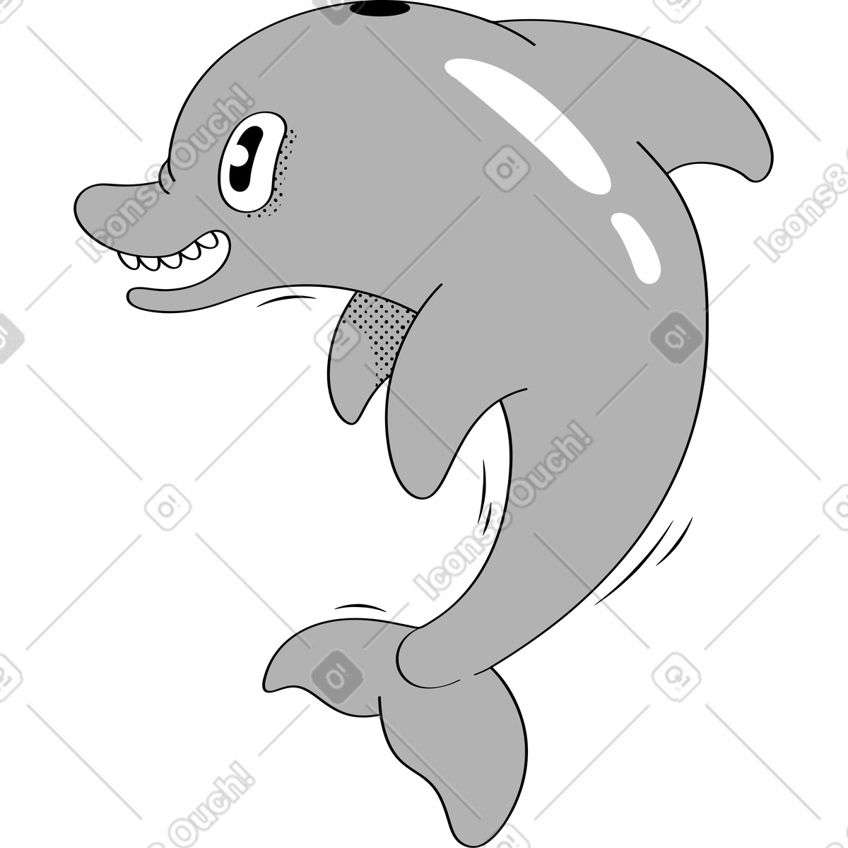 Dolphin illustration in Looney style download in PNG, SVG