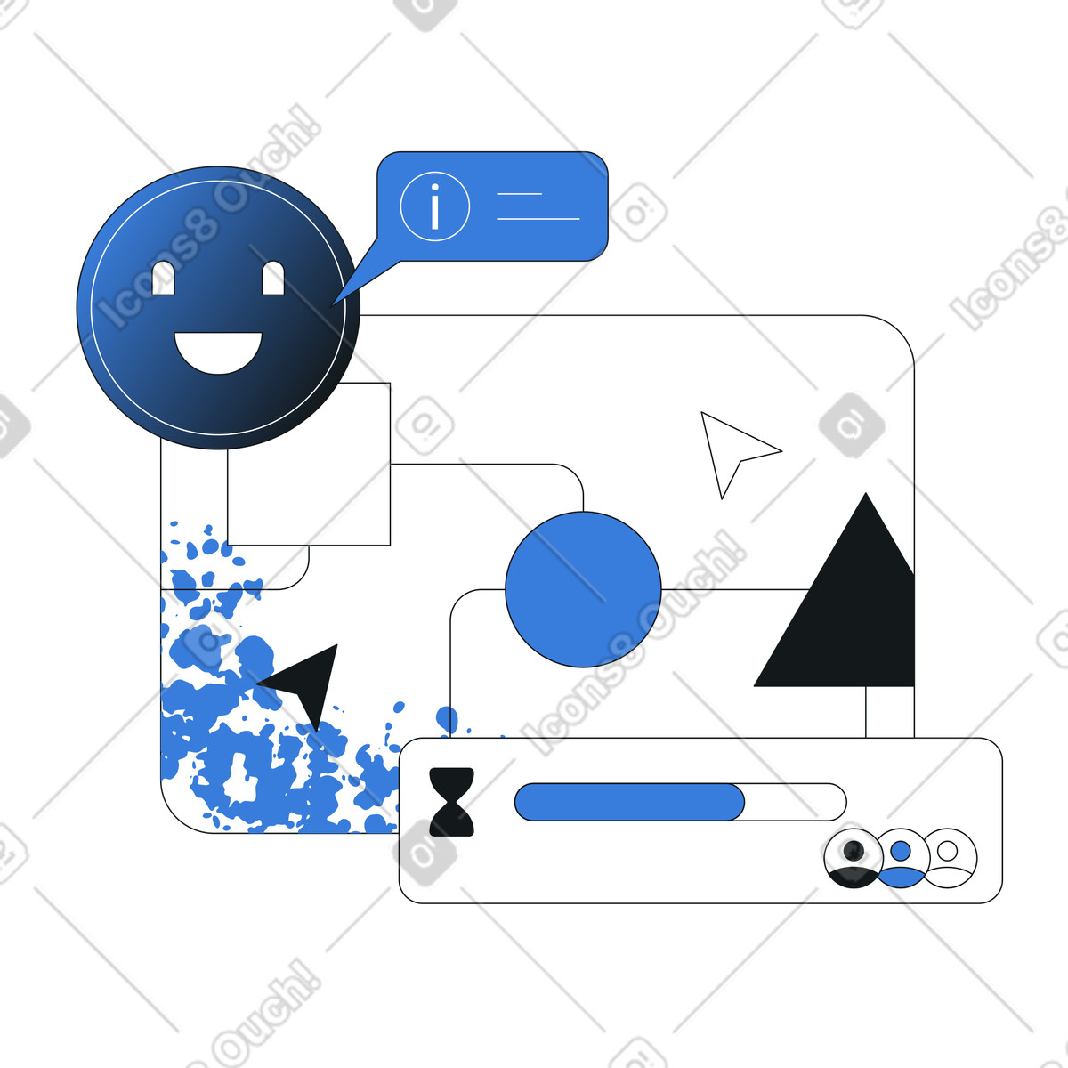 AI Agent Guiding Workflow Process, Artificial Intelligence in Business Operations illustration in Midnight style download in PNG, SVG