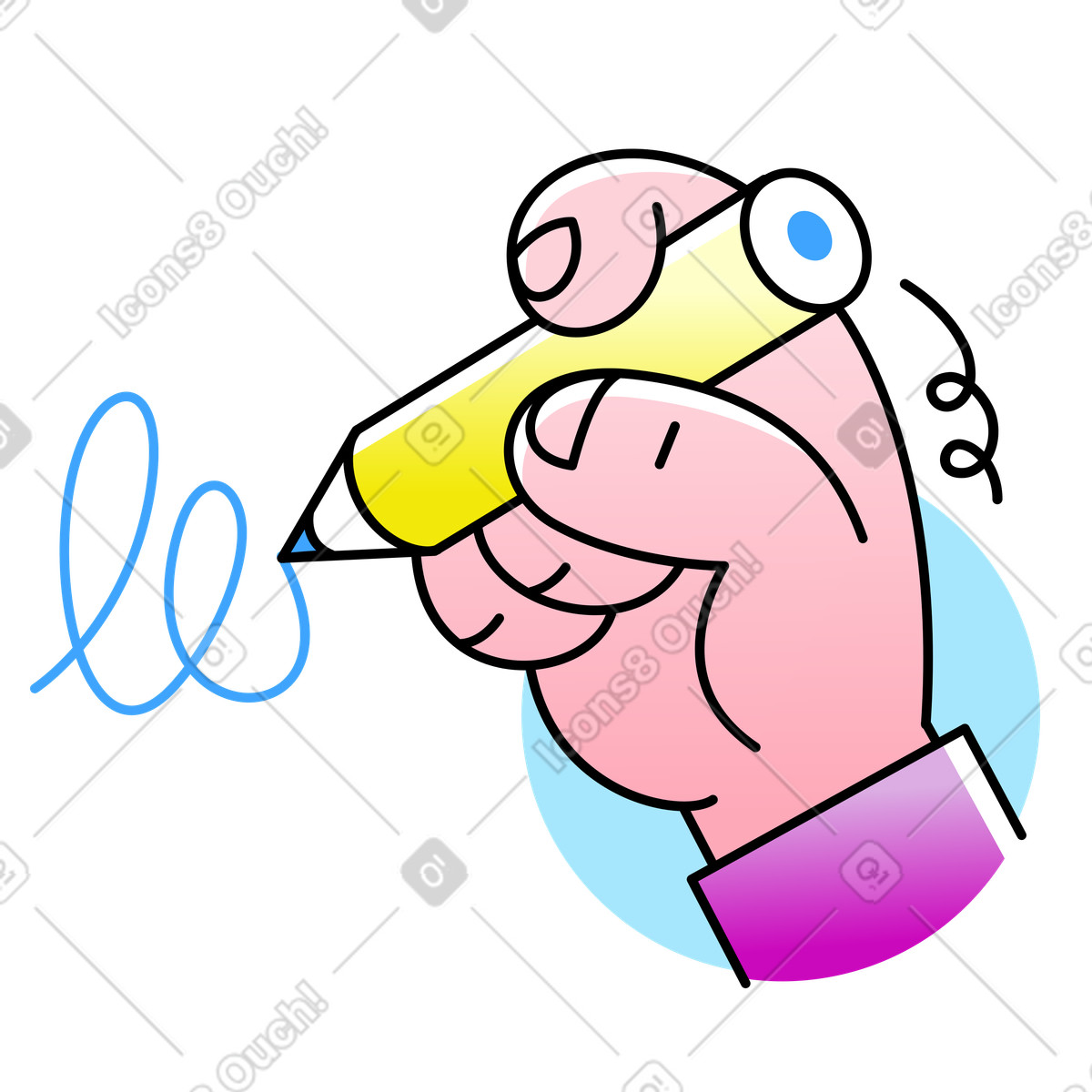 Hand writing scribble with pencil illustration in Pocus style download in PNG, SVG